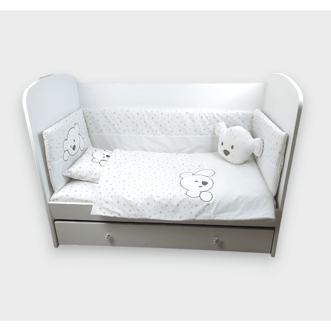 Rainy bebi posteljina, 6 dijelova, s ogradicom, 60х120 cm. Medvjedić