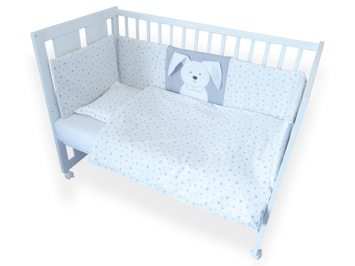 Rainy 6-dijelni komplet posteljine za bebe s ogradicom 65х110 cm. Sivi zeko
