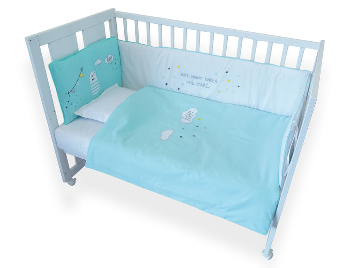 Rainy 6-dijelni komplet posteljine za bebe s ogradicom 70х140 cm. Happy