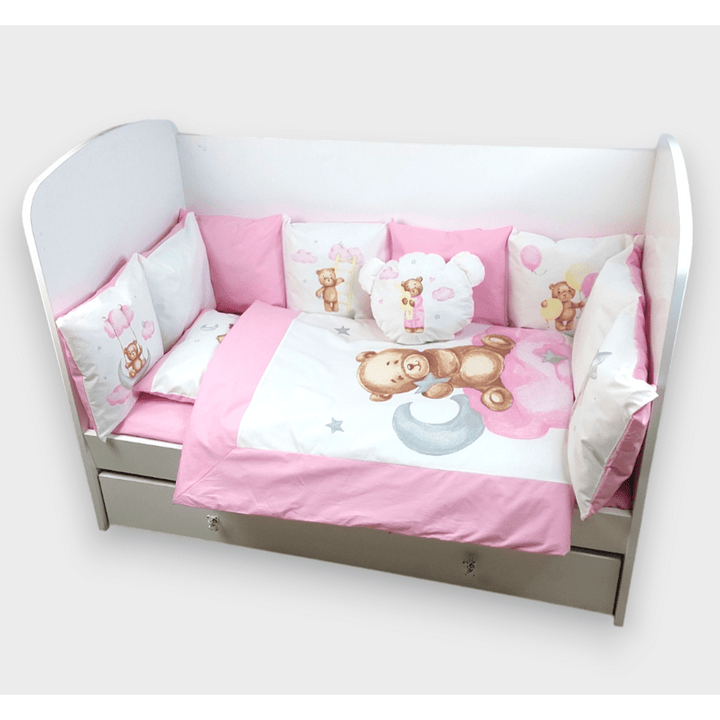 Rainy dječji komplet posteljine za bebe od 7 dijelova Baby Bear One size, ružičast