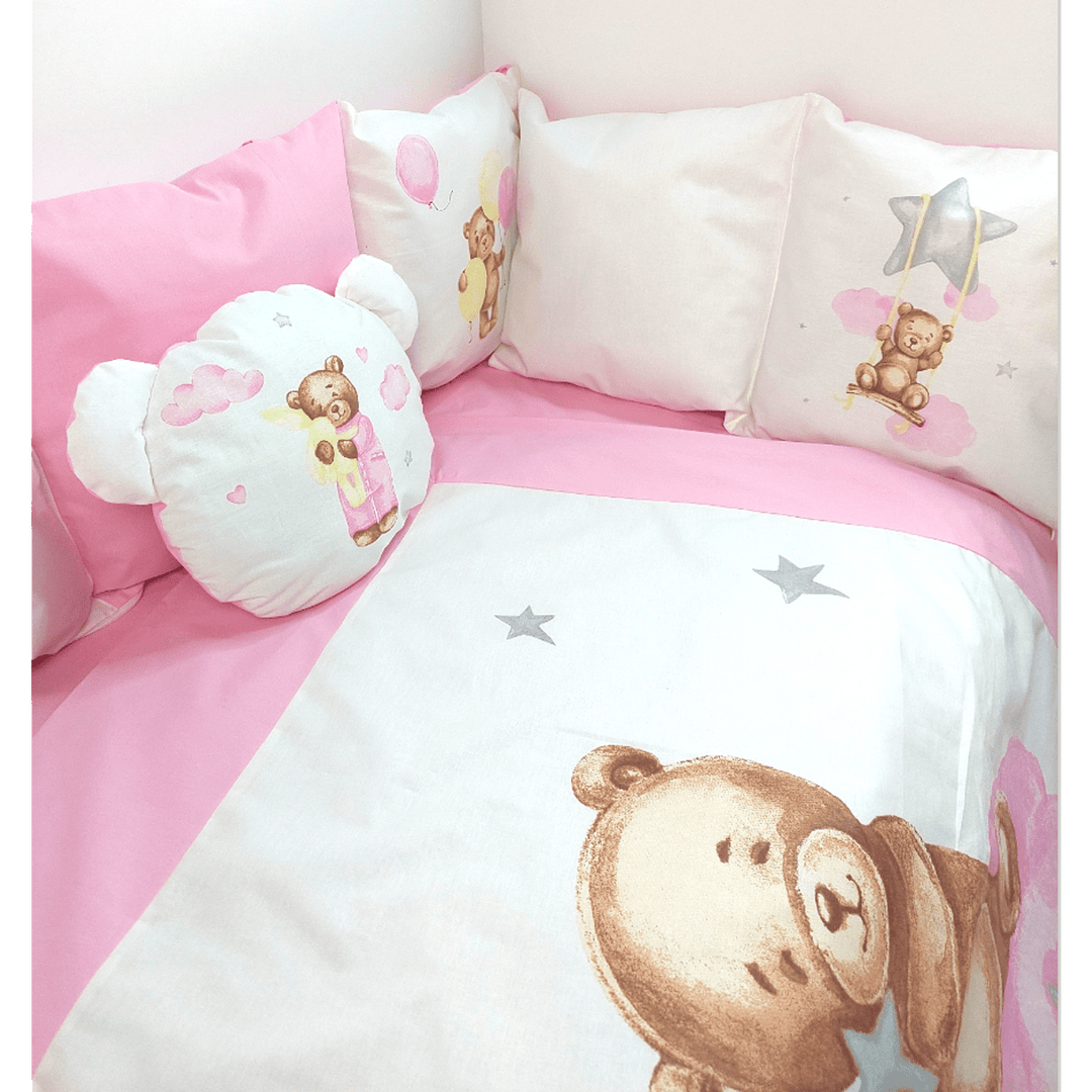 Rainy dječji komplet posteljine za bebe od 7 dijelova Baby Bear One size, ružičast