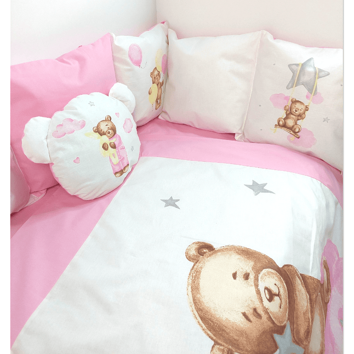 Rainy dječji komplet posteljine za bebe od 7 dijelova Baby Bear One size, ružičast