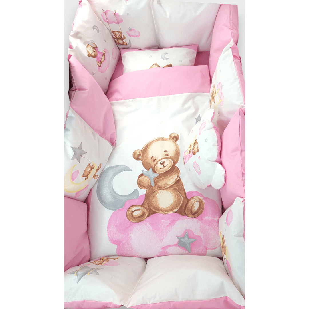 Rainy dječji komplet posteljine za bebe od 7 dijelova Baby Bear One size, ružičast