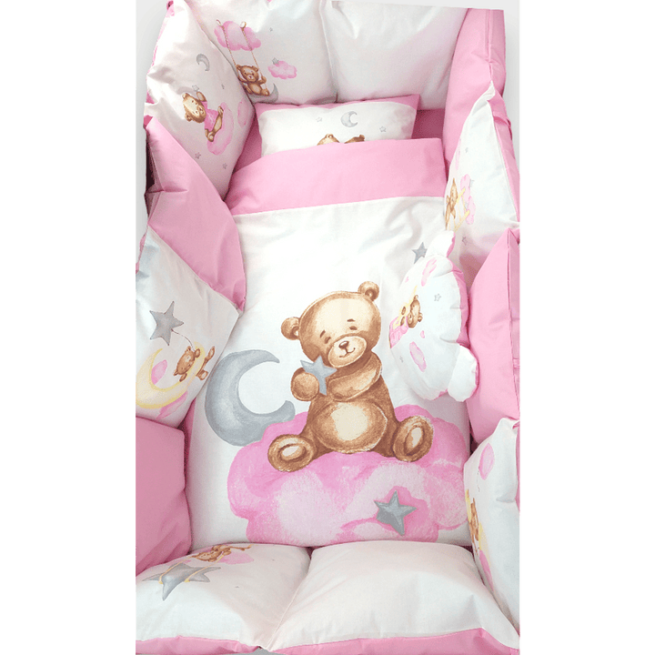 Rainy dječji komplet posteljine za bebe od 7 dijelova Baby Bear One size, ružičast