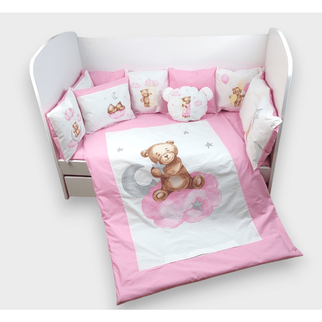 Rainy dječji komplet posteljine za bebe od 7 dijelova Baby Bear One size, ružičast