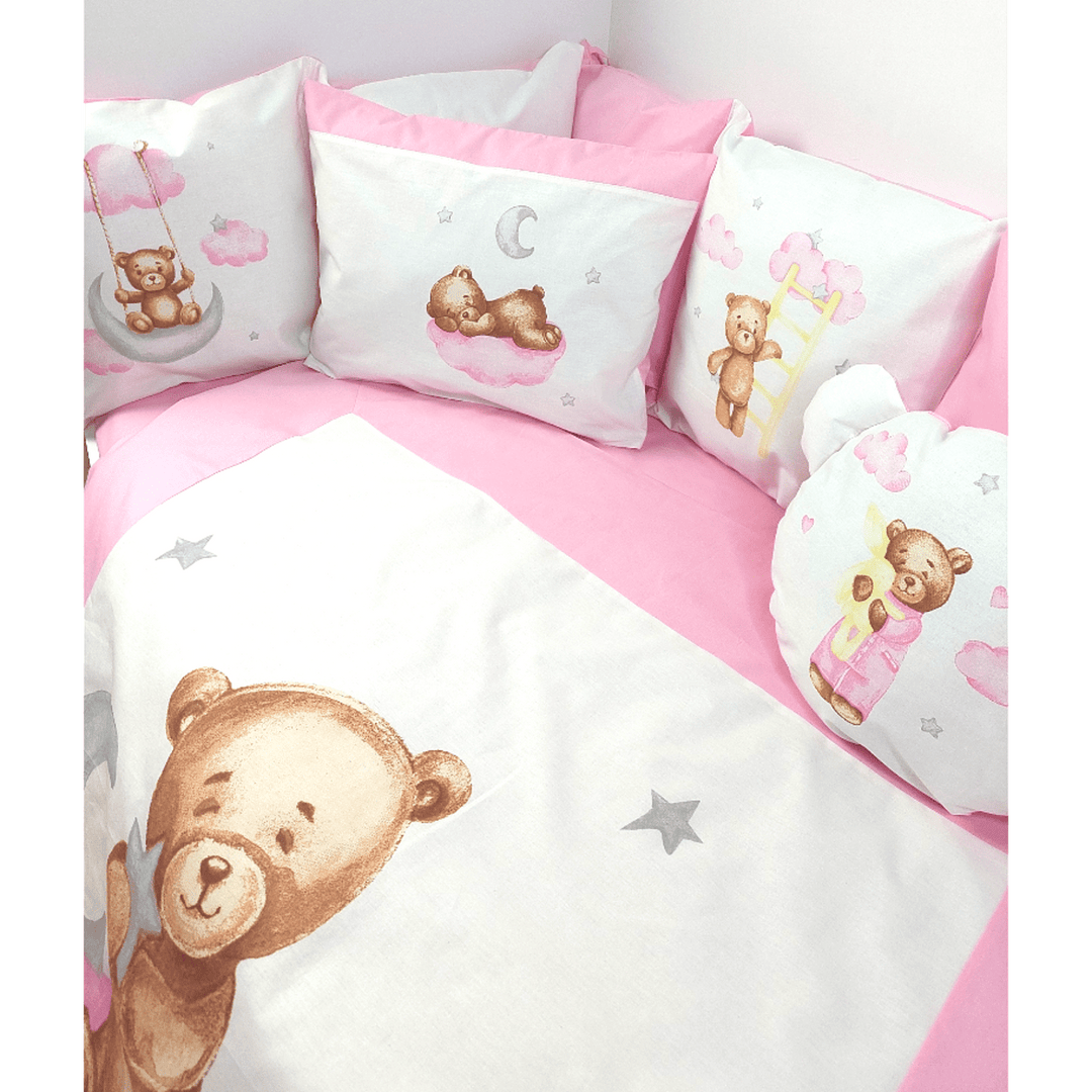 Rainy dječji komplet posteljine za bebe od 7 dijelova Baby Bear One size, ružičast