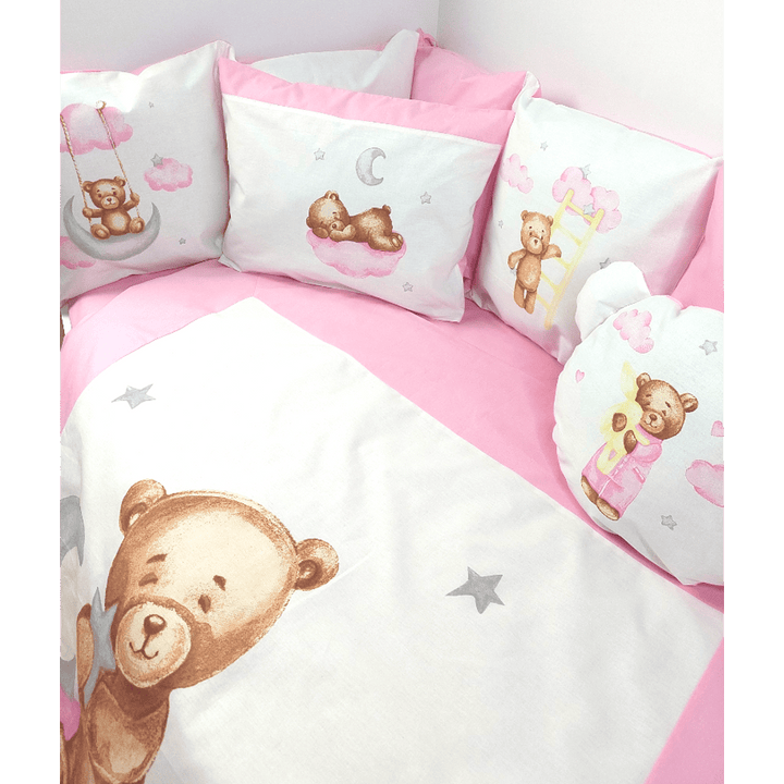 Rainy dječji komplet posteljine za bebe od 7 dijelova Baby Bear One size, ružičast