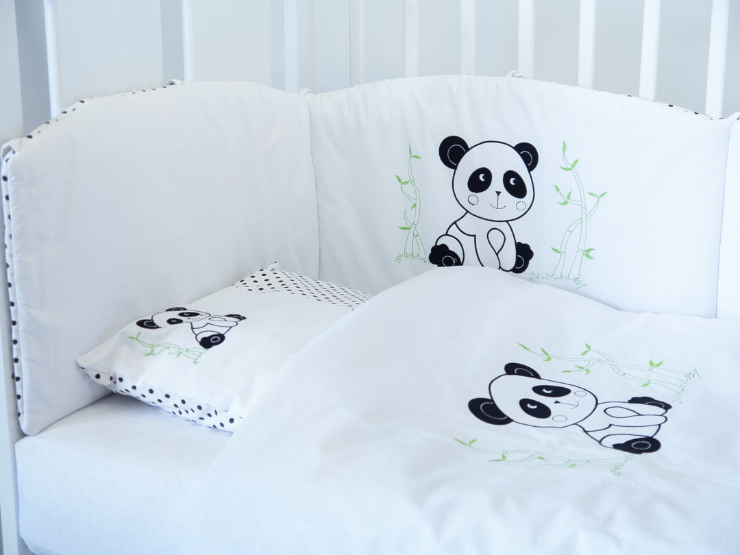 Rainy 8-dijelni komplet posteljine za bebe s ogradicom 65х110 cm. Panda