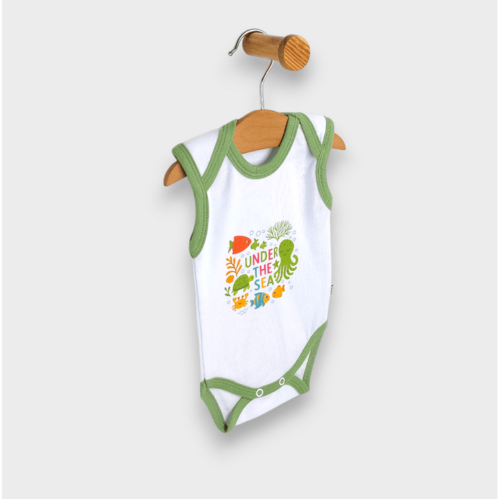 Bodi-majica za bebe bez rukava Under the sea, 56 - 80 cm, bijeli/šuma