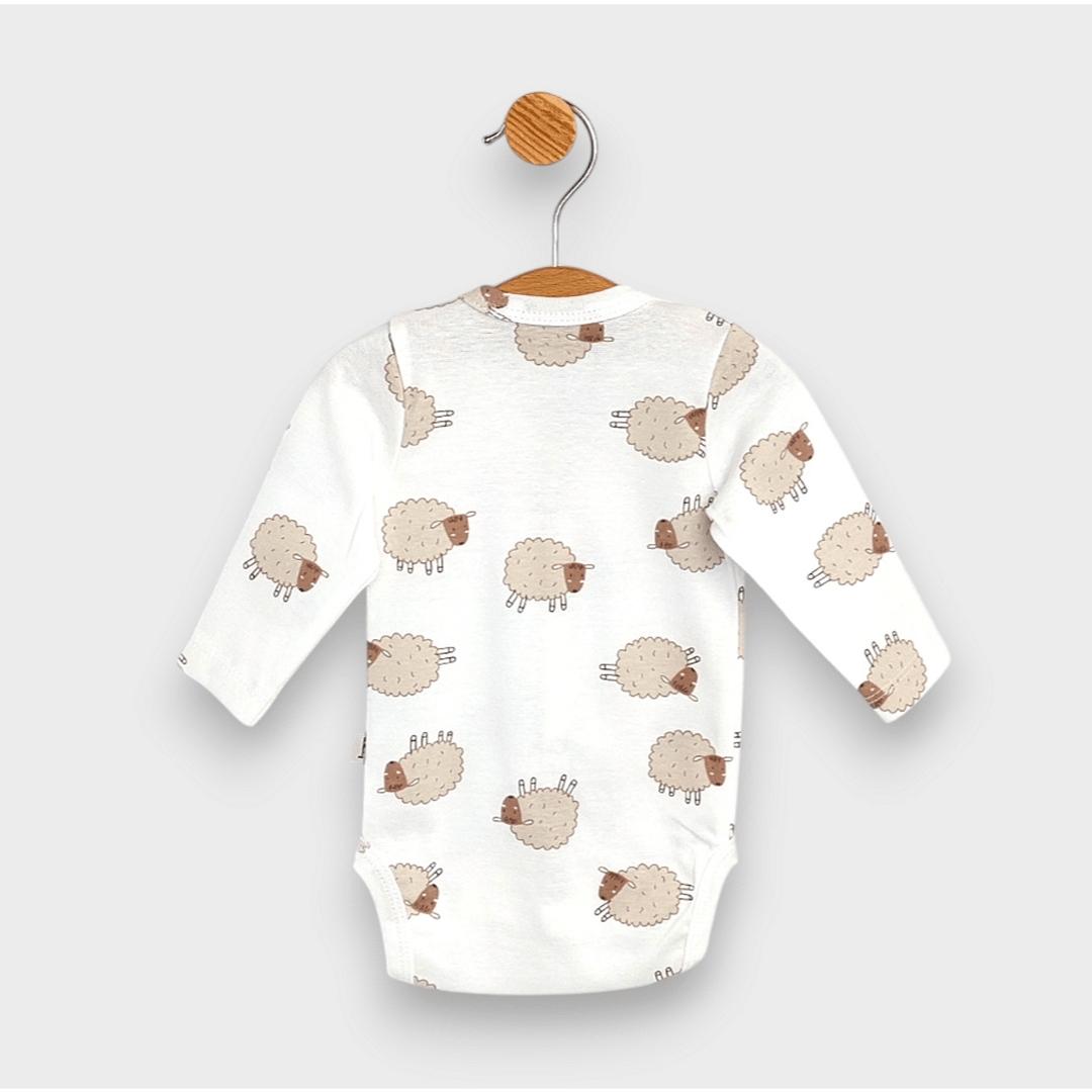 Rainy Bebeski bodi dugih rukava s prednjim kopčanjem 48 - 62 cm, Beige sheep