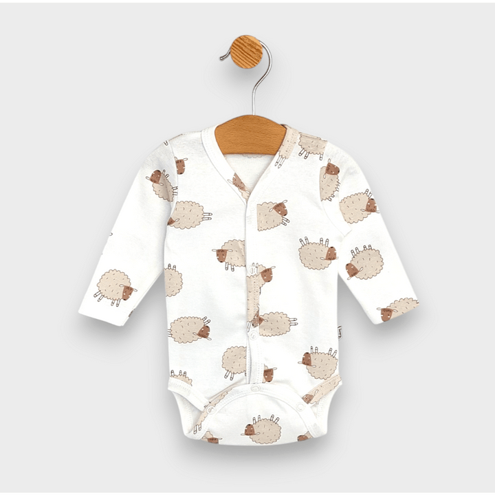 Rainy Bebeski bodi dugih rukava s prednjim kopčanjem 48 - 62 cm, Beige sheep
