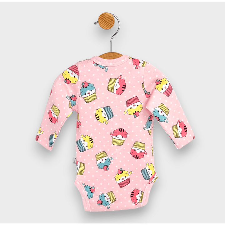Rainy dječji bodi s dugim rukavima i kopčanjem sprijeda 48 - 74 cm. Cupcakes