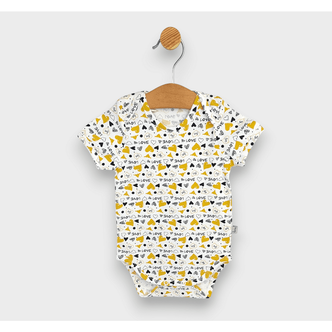 Rainy Bodi za bebe kratkih rukava 56 - 80 cm Žuta srca