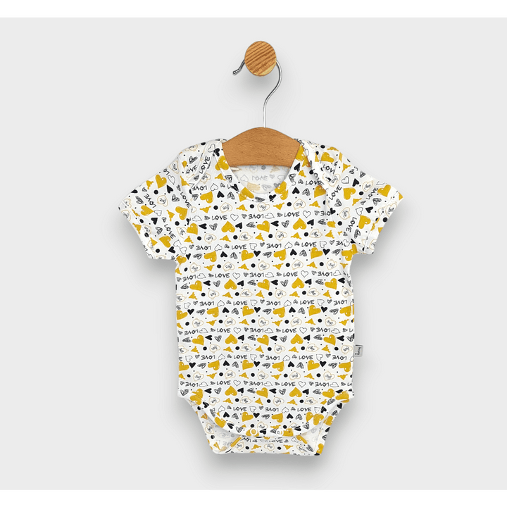 Rainy Bodi za bebe kratkih rukava 56 - 80 cm Žuta srca