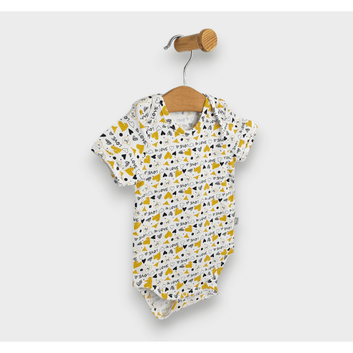 Rainy Bodi za bebe kratkih rukava 56 - 80 cm Žuta srca