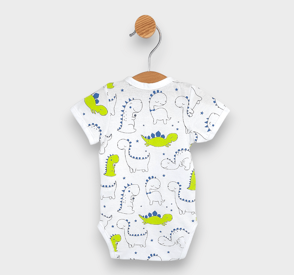 Rainy Bodi za bebe s kratkim rukavima i kopčanjem sprijeda Dinosauri 56 - 68cm.
