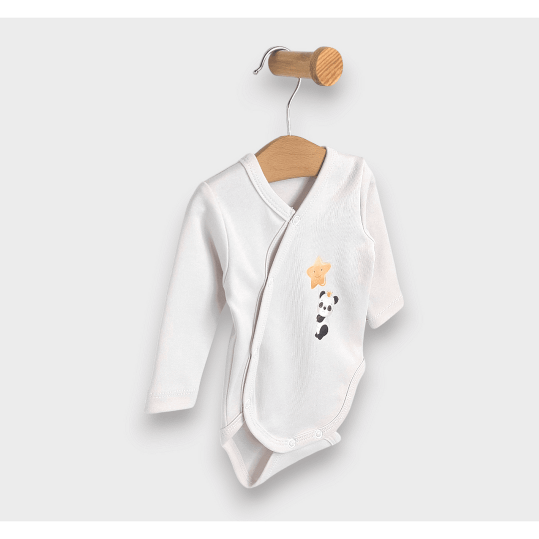Rainy Bodi za bebe s bočnim kopčanjem Panda sa zvijezdom 48 - 74 cm. nježna ekru
