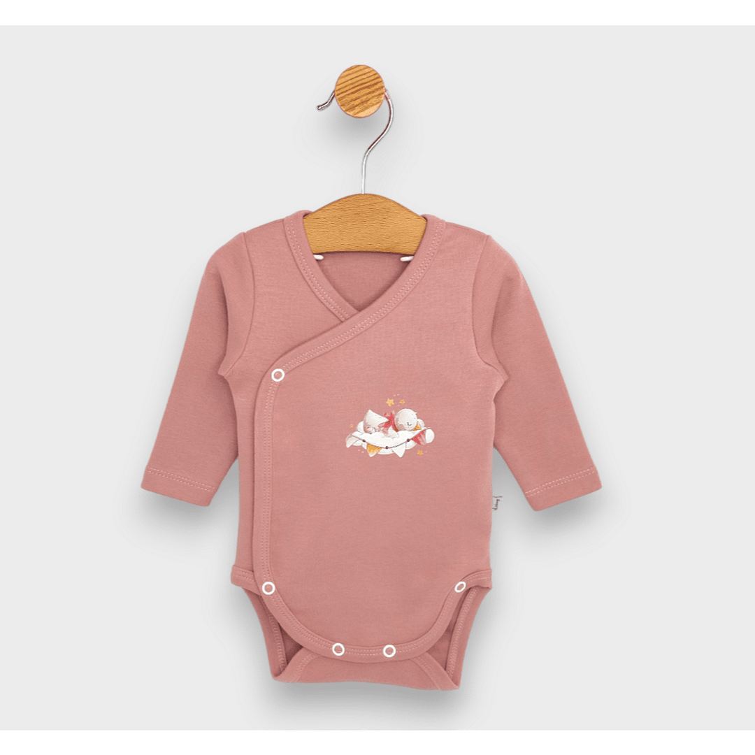 Rainy Bodi za bebe s bočnim kopčanjem Uspavana ptičica 48 - 74 cm, pepeljasto ružičasti