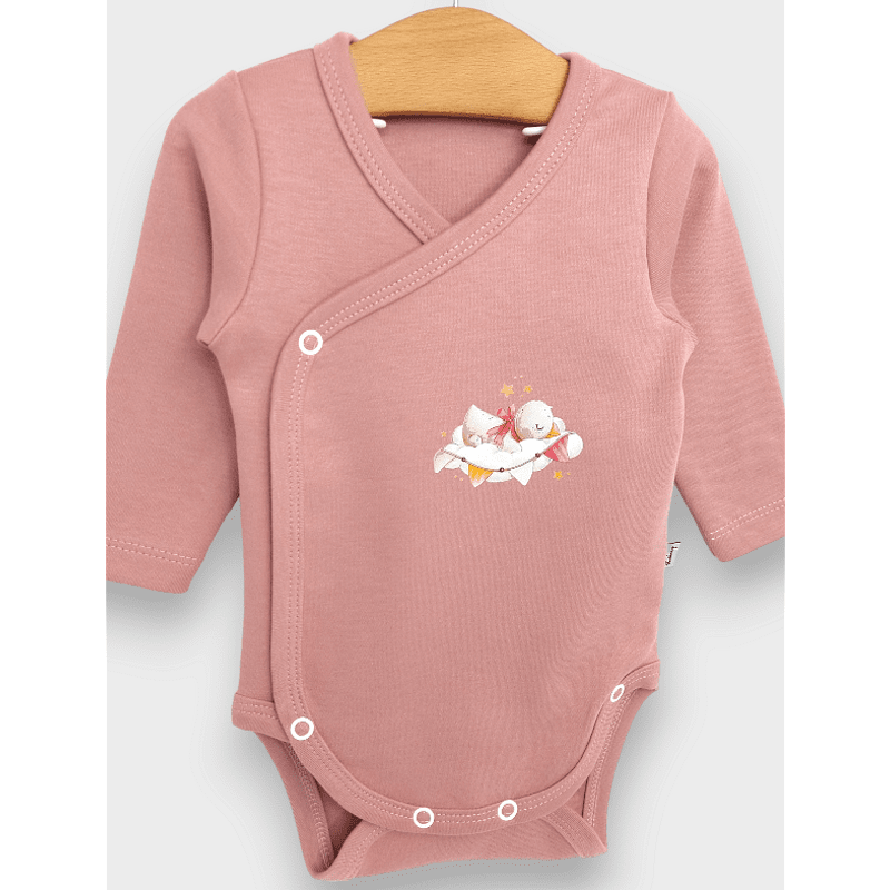 Rainy Bodi za bebe s bočnim kopčanjem Uspavana ptičica 48 - 74 cm, pepeljasto ružičasti
