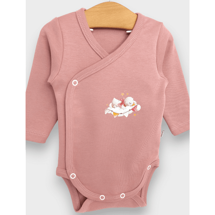 Rainy Bodi za bebe s bočnim kopčanjem Uspavana ptičica 48 - 74 cm, pepeljasto ružičasti