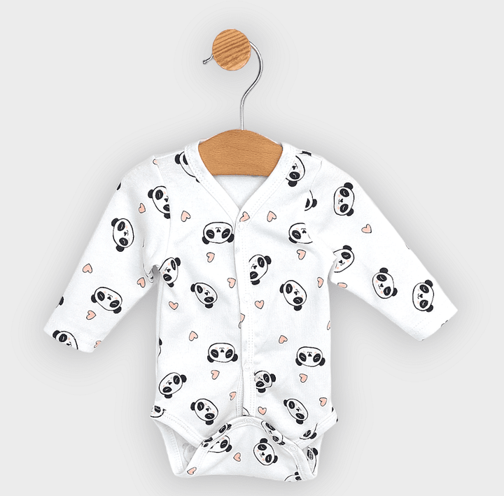 Rainy Komplet od 2 bodija Panda sa srcima 56 - 68cm.
