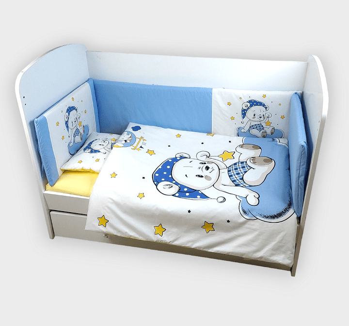 Rainy Обиколник за бебешка кошара 60х120 см. Синьо мече