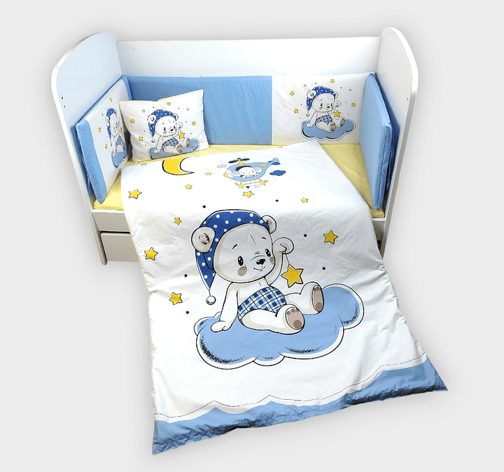 Rainy Обиколник за бебешка кошара 60х120 см. Синьо мече