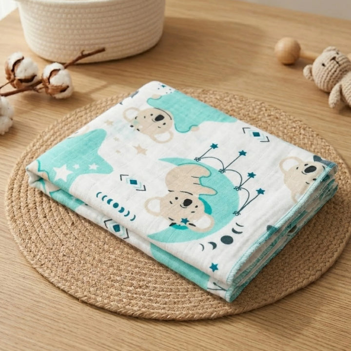 Rainy dječja flanelska pelena 80x35 cm rezedaste zvjezdice i koala